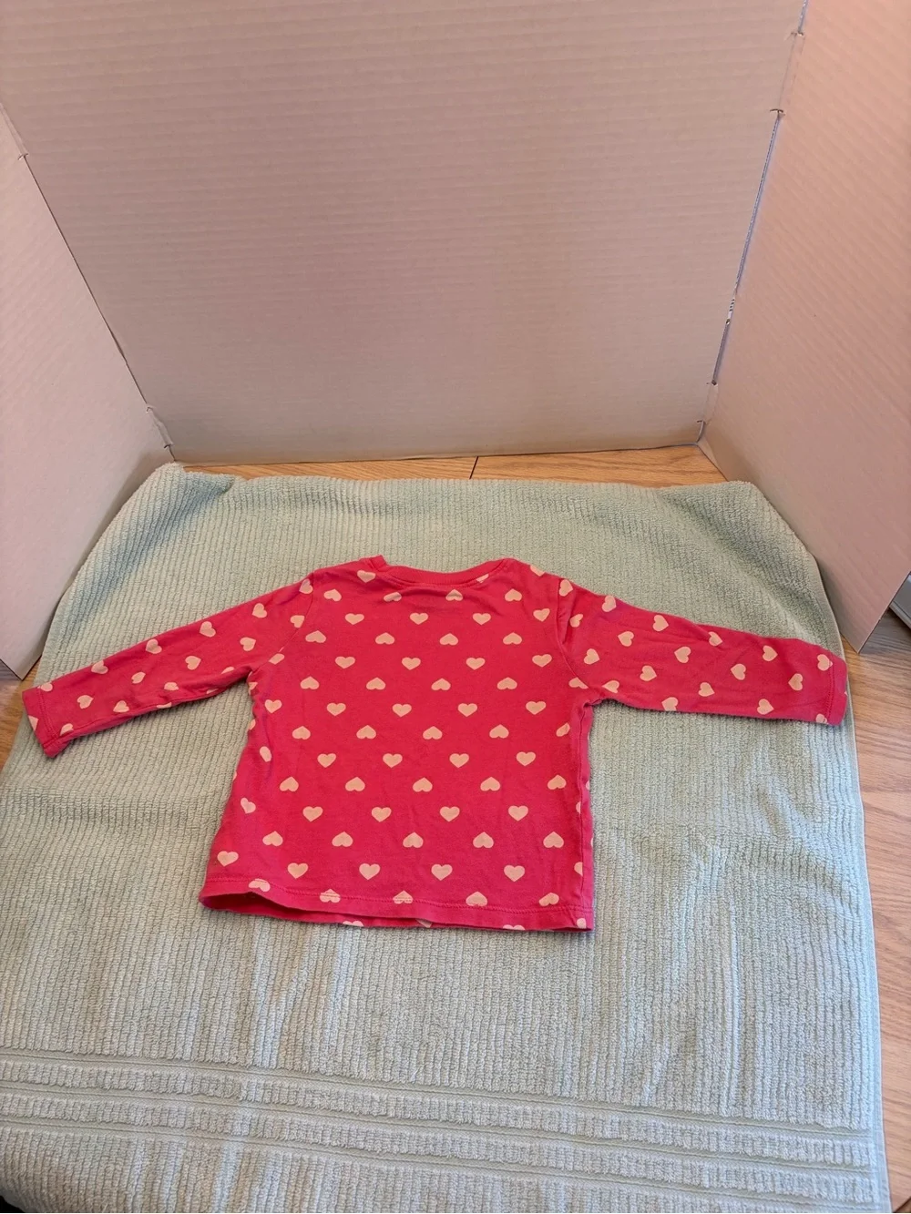 Old Navy Pink Long-Sleeve Tee with White Heart Print